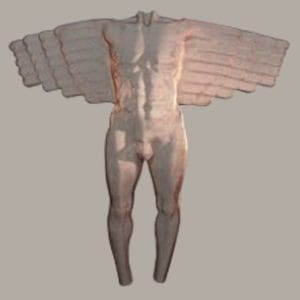 David Begbie copper steel finish sculpture nude white wings angel of north icarus greek influence nude original