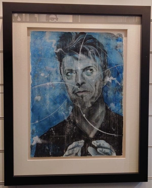 Bob Harper David Bowie bust blue portrait musician collector item mixed media original