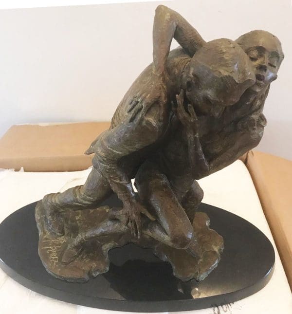 Limited edition bronze of two tango dancers, dynamic and rare.