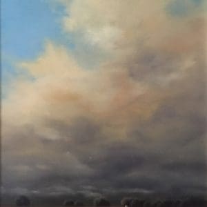 Lawrence Coulson dreamy sky scape cloud golden lining blue yellow contemporary oil canvas