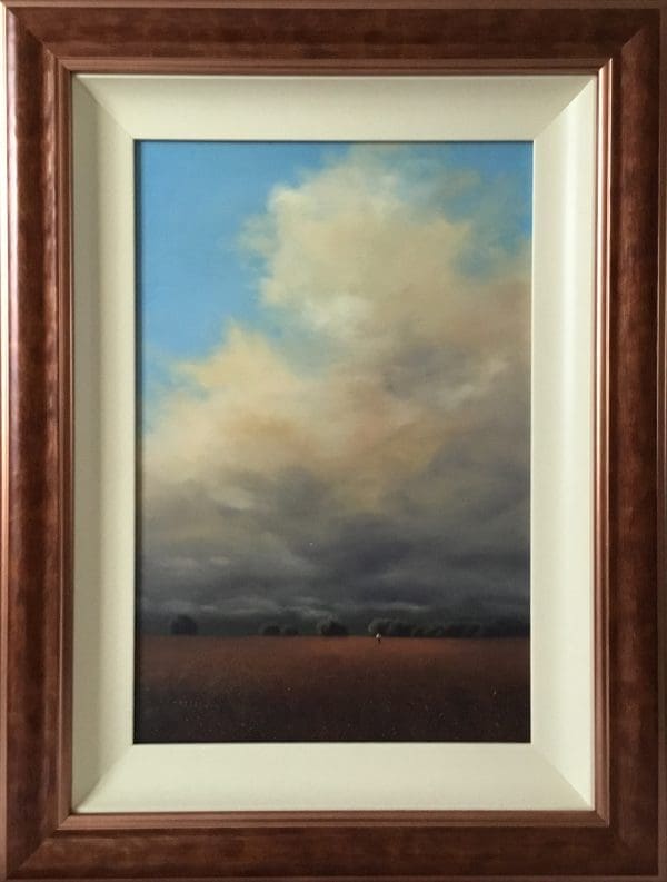 Lawrence Coulson dreamy sky scape cloud golden lining blue yellow contemporary oil canvas