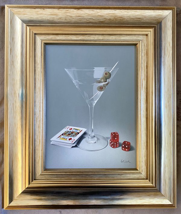 Colin Wilson still life martini glass olive dice cards games drink scottish quirky original