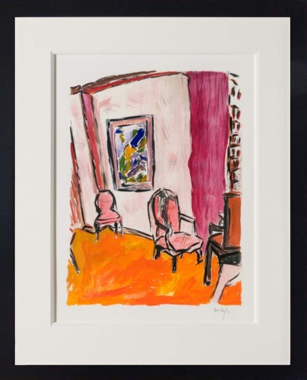 Bob Dylan living room painting limited edition paper pink orange musician comfort warmth familiarity vivid colourful print