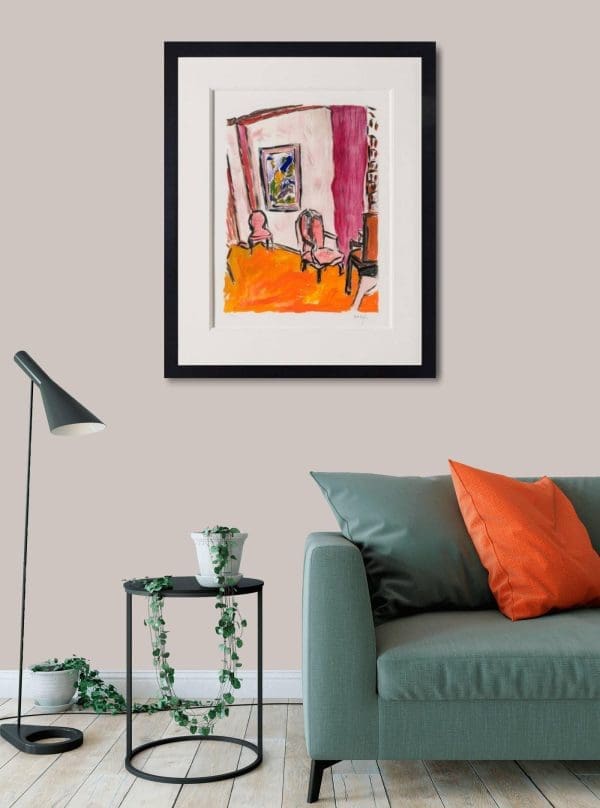 Bob Dylan living room painting limited edition paper pink orange musician comfort warmth familiarity vivid colourful print–inroom