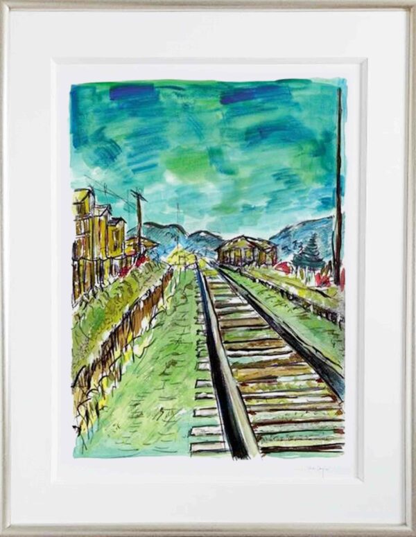Bob Dylan americana green train print collectable artist investment 2008 musician contemporary framed