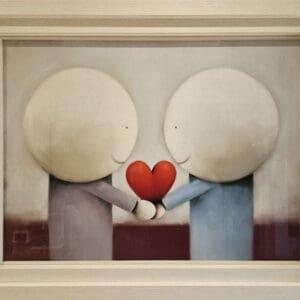 Doug Hyde contemporary original acrylic board family husband wife love heart abstract blue purple red for sale