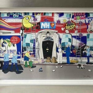 Dylan Izaak vibrant colourful political london tesco nhs contemporary aluminium for sale framed