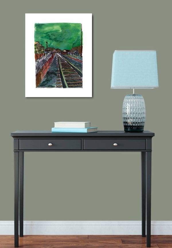 Bob Dylan train American Americana colourful green, orange, white, brown, blue collectable investment 2008 musician vivid print