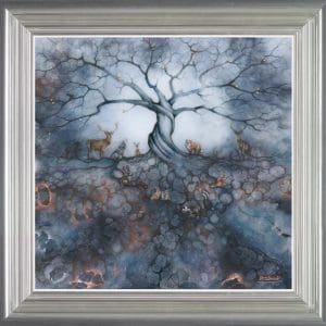 mixed media limited edition art kerry darlington animals gathered tree for sale