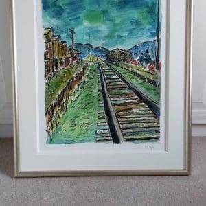 Bob Dylan americana green train print collectable artist investment 2008 musician contemporary framed