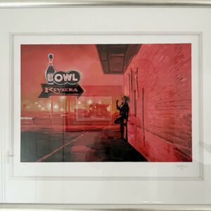 Bob Dylan red street nighttime corner shop motel emotive contemporary musician collectable artwork for sale