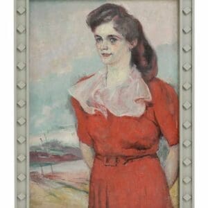 Alfred Wolmark collectable modern original oil canvas red dress english eastern painter collectable unique painting