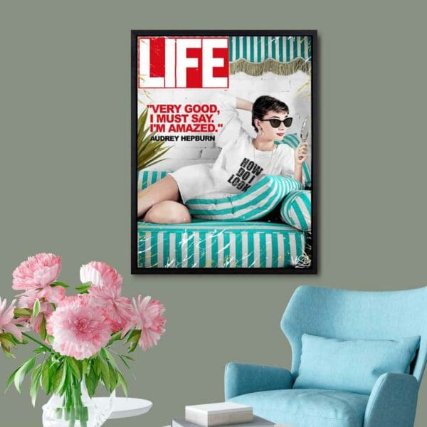 Mr. Sly Mixed Media collage Audrey Hepburn Life Magazine Artwork