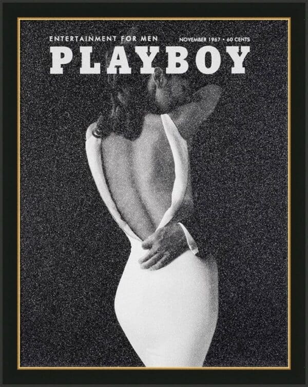 Simon Claridge silkscreen canvas dust diamond white dress woman suit man Playboy bunny vintage retro for sale contemporary